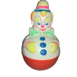 Vintage Collectible SaniToy Roly Poly Wobble Clown Baby Toy 1977